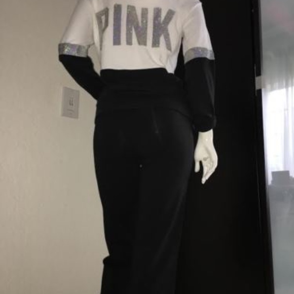 Pink Victoria’s Secret Bling Hoodie zipper sequin color block soft warm sweater - Picture 6 of 8